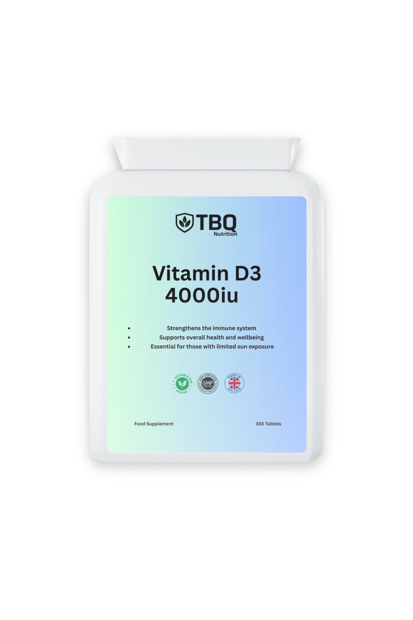 D3 4000 IU – 365 Tablets (1 Year Supply) - TBQ Nutrition